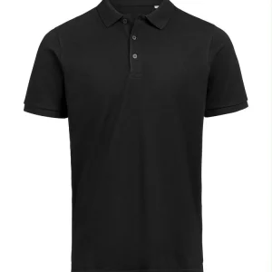 Zwarte polo met kraag en knoopsluiting, voorkant